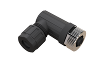 M12 Connector, Right-Angle Plug, 5-Pin, Female, Without LED