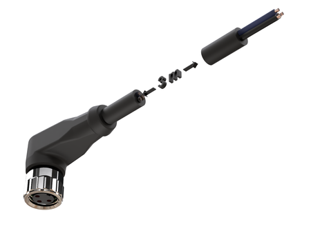 NXOC08081203 - 3 - Anschlusskabel M8 3 pin Buchse gewinkelt, Kabel PUR 3 m mit offenen Enden