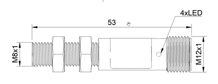NMF08224 - 5 - Induktiver Sensor M8 Vollmetall 53 mm Stecker M12 PNP NC Sn = 1 mm