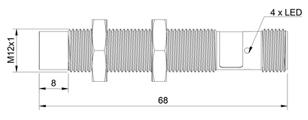 Czujnik indukcyjny M12 dla spawalnictwa 68 mm wtyk M12 NPN NC Sn = 4 mm