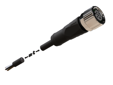NXOC12221203 - 5 - Anschlusskabel M12 4 pin Buchse gerade, Kabel PUR 3 m mit offenen Enden