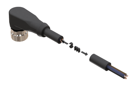 NXOC08081103 - 4 - Anschlusskabel M8 3 pin Buchse gewinkelt, Kabel PVC 3 m mit offenen Enden