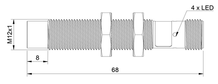 Inductive sensor M12 68 mm connector M12 PNP NC Sn = 10 mm