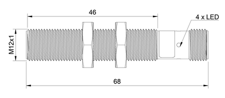 NWI12104 - 5 - Induktiver Sensor M12 für Schweißprozesse 68 mm Stecker M12 PNP NC Sn = 2 mm