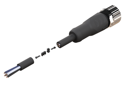 NXOC12221205 - 3 - Anschlusskabel M12 4 pin Buchse gerade, Kabel PUR 5 m mit offenen Enden