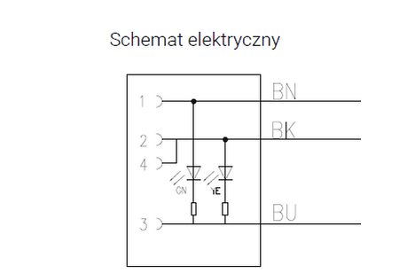 Kabel przyłączeniowy M12 4 pin żeński prosty, dioda led, przewód PVC 3 m z otwartymi końcówkami