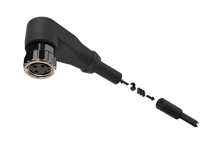 NXOC08081203 - 2 - Anschlusskabel M8 3 pin Buchse gewinkelt, Kabel PUR 3 m mit offenen Enden