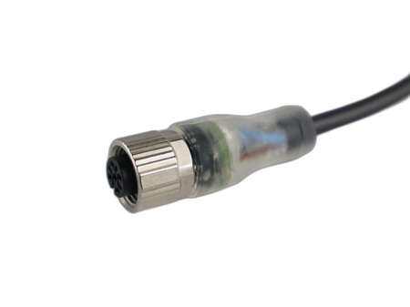 Kabel przyłączeniowy M12 4 pin żeński prosty, dioda led, przewód PVC 3 m z otwartymi końcówkami