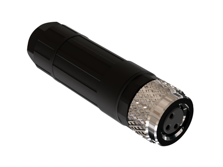 P8-3S - Wtyczka M8, wtyk prosty, 3 piny, żeńska,  potrójne uszczelnienie