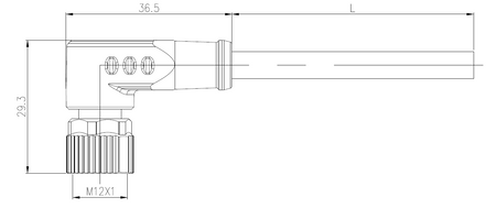 NXOC12341103 - 7 - M12 4-pin female angled connection cable, PVC wire 3 m with open ends
