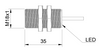 Induktív érzékelő M18 L=35 mm kábel 5m PNP NO Sn = 15 mm