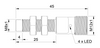 Induktiver Sensor M8 L=45 mm Stecker M12 NPN NO & NC Sn = 2 mm