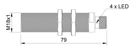 Czujnik indukcyjny M18 L=79 mm wtyczka M12 NPN NC Sn = 15 mm