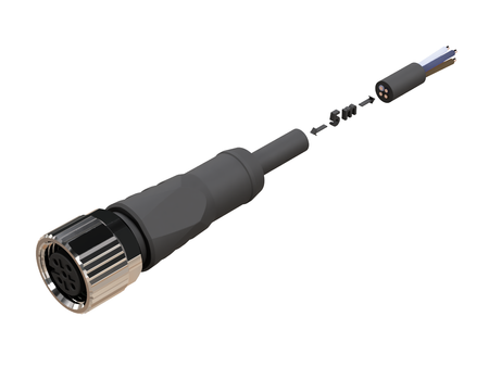 NXOC12221205 - 1 - Anschlusskabel M12 4 pin Buchse gerade, Kabel PUR 5 m mit offenen Enden