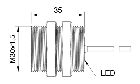 Czujnik indukcyjny M30 całometalowy 35 mm przewód 2m PNP NC Sn = 10 mm