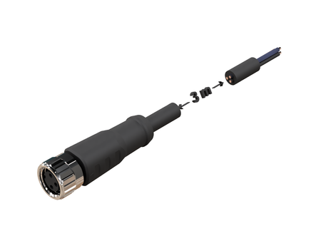 NXOC08041103 - 3 - Kabel przyłączeniowy M8 3 pin żeński prosty, przewód PVC 3 m z otwartymi końcówkami