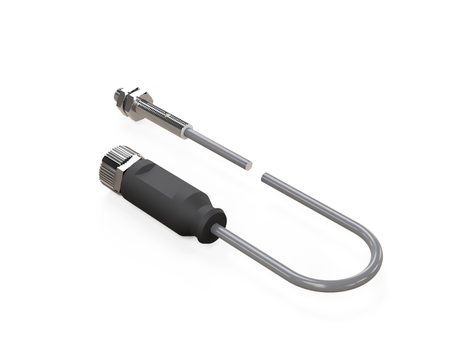 Czujnik indukcyjny M4 L=25 mm przewód 0,3 m wtyczka M8 NPN NC Sn = 0,6 mm
