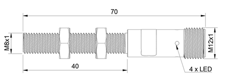 Czujnik indukcyjny M8 L=70 mm wtyczka M12 NPN NO & NC Sn = 3 mm