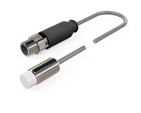 Czujnik indukcyjny M8 L=18 mm przewód 0,3 m wtyczka M8 PNP NC Sn = 2 mm