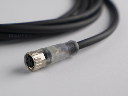 Kabel przyłączeniowy M8 3 pin żeński prosty, dioda led, przewód PUR 3 m z otwartymi końcówkami