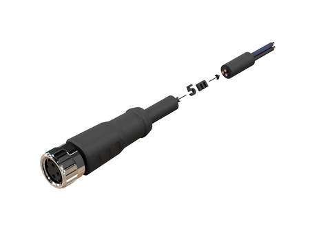 NXOC08041205 - 3 - Anschlusskabel M8 3 pin Buchse gerade, Kabel PUR 5 m mit offenen Enden
