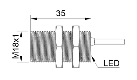 Czujnik indukcyjny M18 całometalowy 35 mm przewód 3m NPN NC Sn = 5 mm