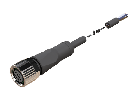 NXOC12221203 - 2 - Kabel przyłączeniowy M12 4 pin żeński prosty, przewód PUR 3 m z otwartymi końcówkami