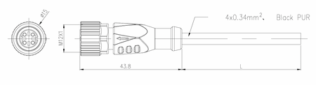 NXOC12221203 - 9 - Anschlusskabel M12 4 pin Buchse gerade, Kabel PUR 3 m mit offenen Enden