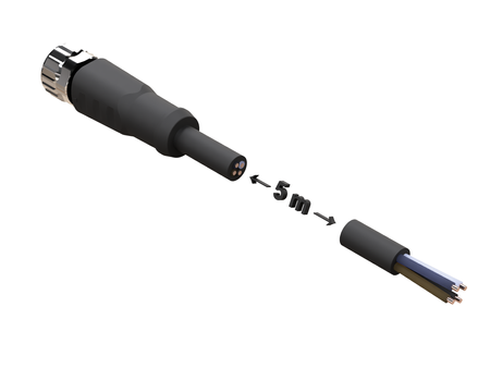 NXOC08061105 - 4 - Anschlusskabel M8 4 pin Buchse gerade, Kabel PVC 5 m mit offenen Enden