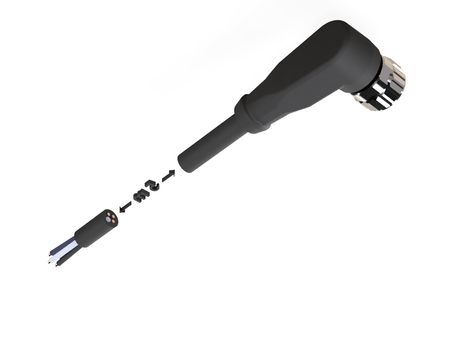 NXOC08101105 - 3 - Anschlusskabel M8 4 pin Buchse gewinkelt, Kabel PVC 5 m mit offenen Enden