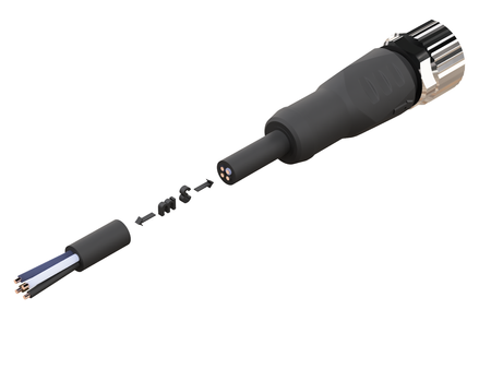 NXOC12221203 - 4 - Anschlusskabel M12 4 pin Buchse gerade, Kabel PUR 3 m mit offenen Enden