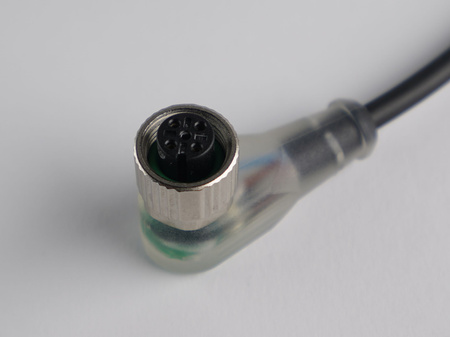 Kabel przyłączeniowy M12 4 pin żeński kątowy, dioda led, przewód PUR 3 m z otwartymi końcówkami