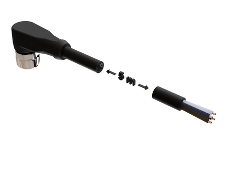 NXOC08101205 - 2 - Anschlusskabel M8 4 pin Buchse gewinkelt, Kabel PUR 5 m mit offenen Enden