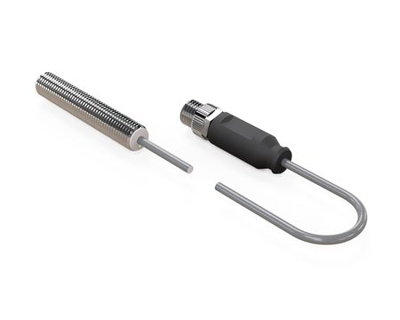 Czujnik indukcyjny M8 L=45 mm przewód 0,3 m wtyczka M8 PNP NO Sn = 1 mm