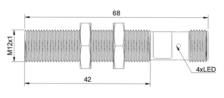 Czujnik indukcyjny M12 całometalowy 68 mm wtyczka M12 NPN NO Sn = 4 mm