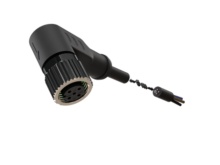 NXOC12341105 - 4 - Anschlusskabel M12 4 pin Buchse gewinkelt, Kabel PVC 5 m mit offenen Enden