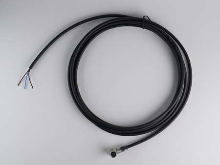 Kabel przyłączeniowy M8 3 pin żeński kątowy, dioda led, przewód PVC 3 m z otwartymi końcówkami