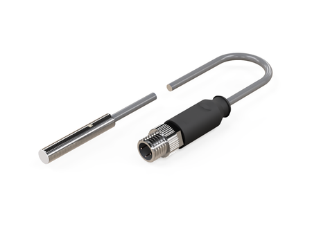 Inductive sensor M5 28 mm cable 0,3 m connector M8 NPN NC Sn = 0,8 mm