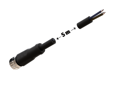 NXOC08061205 - 5 - Anschlusskabel M8 4 pin Buchse gerade, Kabel PUR 5 m mit offenen Enden