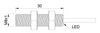 Induktiver Sensor M8 L=30 mm Kabel 0,3 m Stecker M8 NPN NO & NC Sn = 1 mm