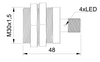 Czujnik indukcyjny M30 L=48 mm wtyczka M12 PNP NO Sn = 22 mm