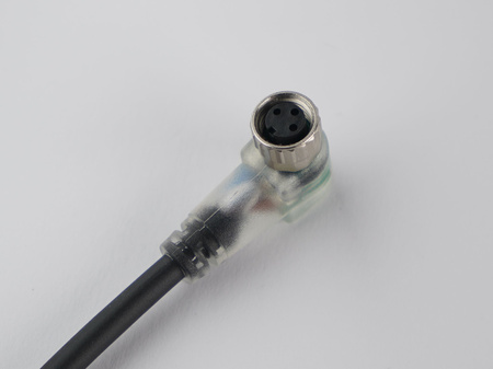 Kabel przyłączeniowy M8 3 pin żeński kątowy, dioda led, przewód PUR 3 m z otwartymi końcówkami