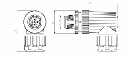 F12-5MR - 5 - Stecker M12 5-pin gewinkelt – Steckverbinder für Sensoren und Industrieautomation