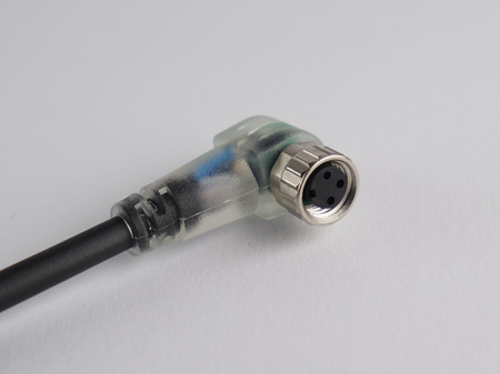 Kabel przyłączeniowy M8 3 pin żeński kątowy, dioda led, przewód PVC 3 m z otwartymi końcówkami
