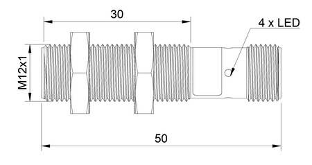 Inductive sensor M12 50 mm connector M12 PNP NO & NC Sn = 6 mm