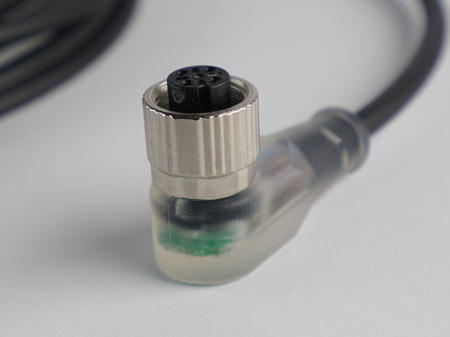 Kabel przyłączeniowy M12 4 pin żeński kątowy, dioda led, przewód PUR 3 m z otwartymi końcówkami