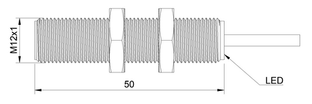 Inductive sensor M12 50 mm cable 2m NPN NO & NC Sn = 8 mm