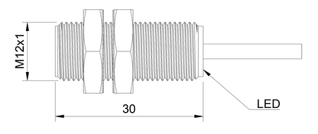 NIS12106-K2 - 9 - Indukčný snímač M12 L=30 mm kábel 2m PNP NO & NC Sn = 2 mm