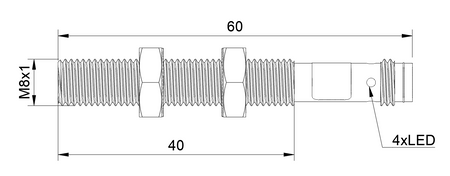 NMF08103-FE - 5 - Inductive sensor M8 metal face 60 mm connector M8 PNP NO Sn = 1 mm FE