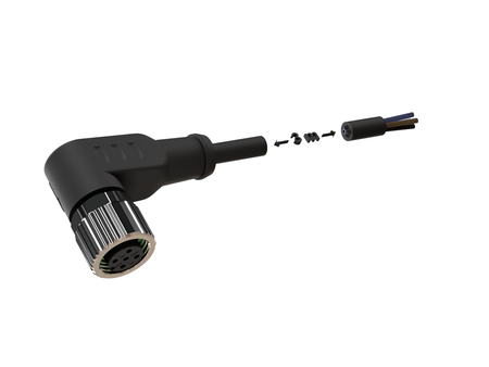 NXOC12341203 - 3 - M12 4-pin female angled connection cable, PUR wire 3 m with open ends